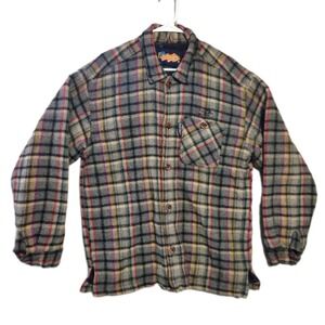 Vintage Easyriders Shirt Jacket Mens L Grey Plaid Wool Blend Quilted Lined Biker